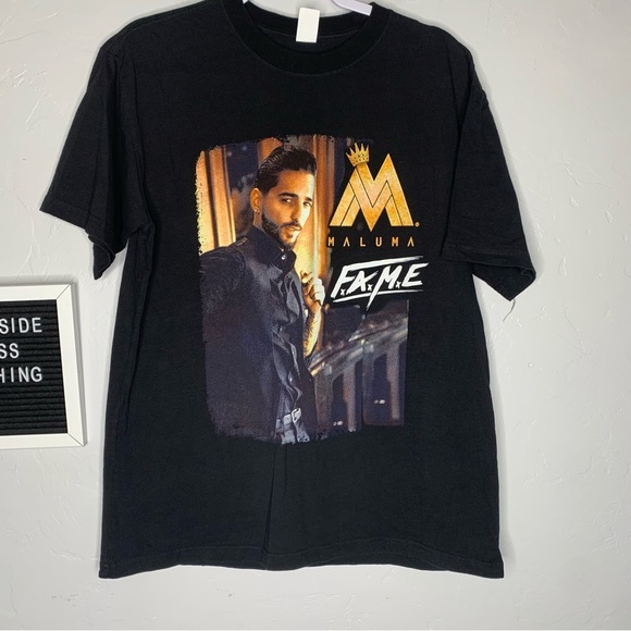 Maluma F.A.M.E. 2018 Tour Graphic Concert Tee Black Short Sleeve Shirt Large - Picture 2 of 11
